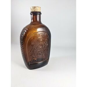VTG Log Cabin Syrup Bicentennial Bottle Amber Glass 1776 Drummer Boy No Label